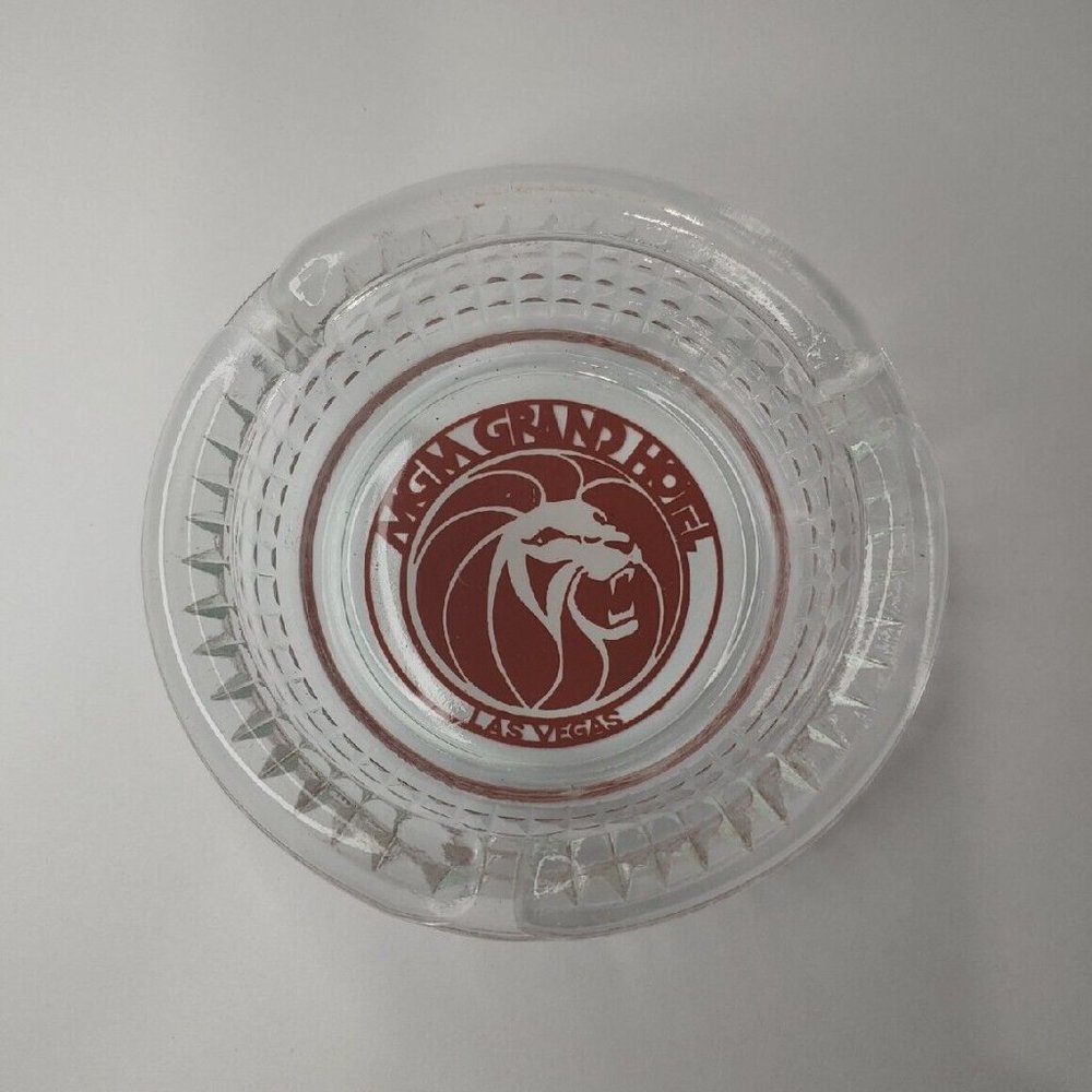 Vintage 1970's Las Vegas MGM Grand Hotel and Casino Ashtray Glass 4.5"